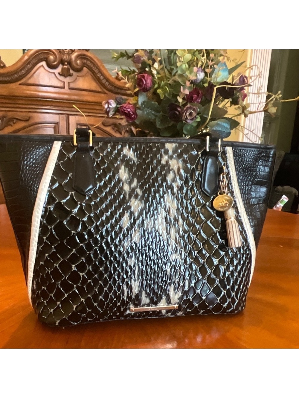 Brahmin Black Carlisle Medium Asher Tote
